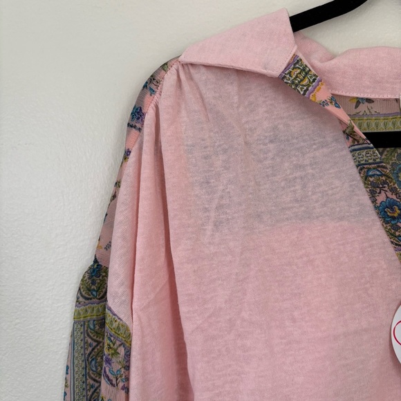 NWT Umgee | Pink Boho Top with Floral Sleeves | Size Small - Picture 8 of 16